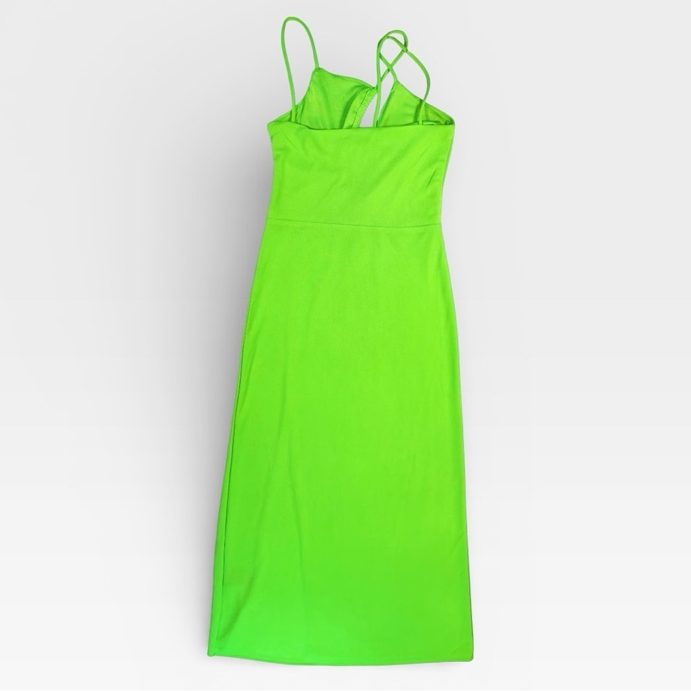 NWOT H&M Neon Bright Green Maxi Dress XSMALL - Picture 3 of 6